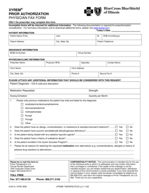 XYREM Prior Authorization Physician Fax Form