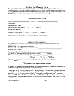 Student Certification Form