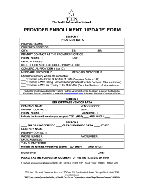 Provider Enrollment Update Form