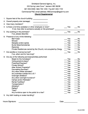 Church Supplemental Insurance Application