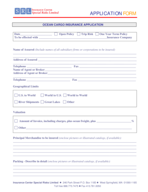 Ocean Cargo Insurance Application Form