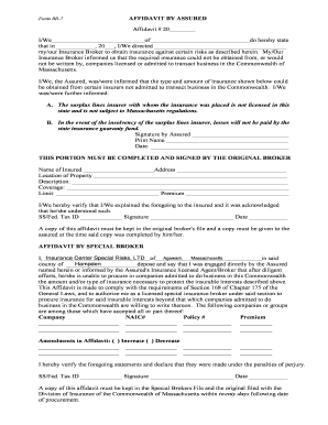 Massachusetts Affidavit by Assured
