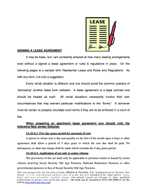 New Jersey Residential Lease Agreement