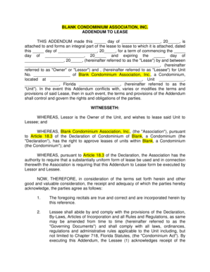 Condominium Lease Addendum
