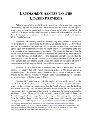 Florida Landlord Access Notice