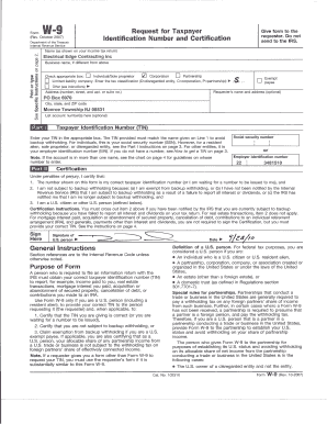 Form W-9 Request for Taxpayer Identification Number and Certification