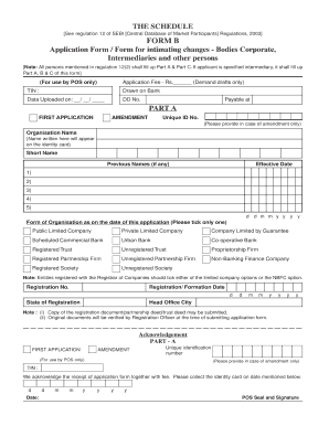 SEBI Form B Application
