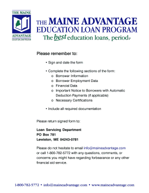 Maine Advantage Education Loan Forbearance Form