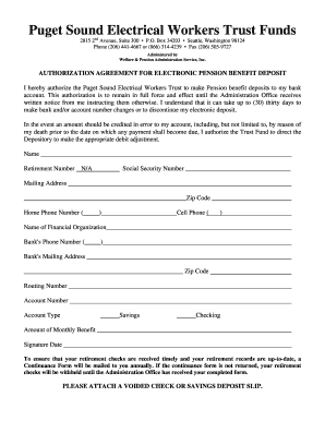 Puget Sound Electrical Workers Trust Authorization Agreement