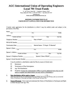 Defined Contribution Plan Distribution Application