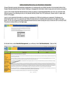 Prudential Life/AD&D Beneficiary Form - Cooper Standard