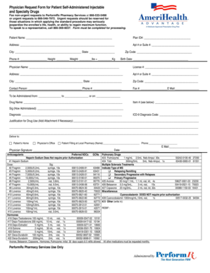 Physician Request Form for Patient Self-Administered Injectable and Specialty Drugs