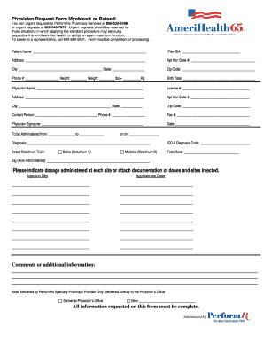 Physician Request Form for Myobloc or Botox