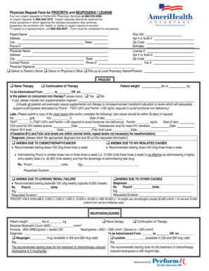 Physician Request Form for PROCRIT and NEUPOGEN/LEUKINE