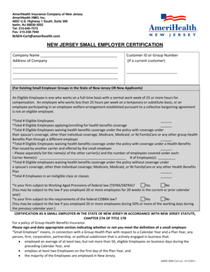 New Jersey Small Employer Certification