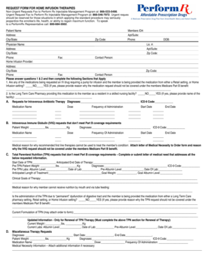 Request Form for Home Infusion Therapies