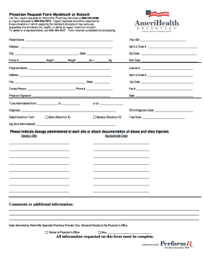 Physician Request Form for Myobloc or Botox