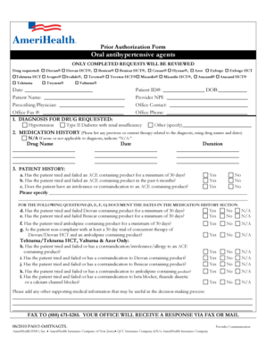 Prior Authorization Form for Oral Antihypertensive Agents