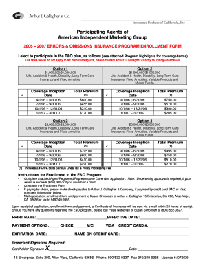 California E&O Insurance Enrollment Form
