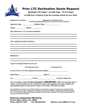 LTC Insurance Quote Request Form