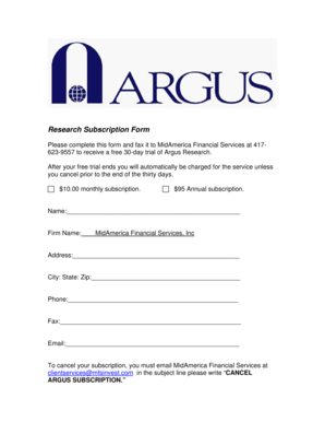Research Subscription Form