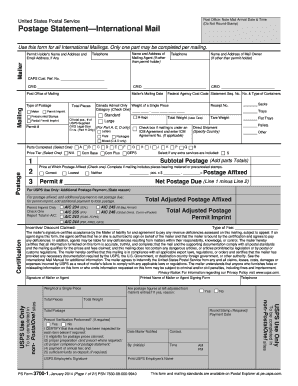 USPS International Mail Postage Statement