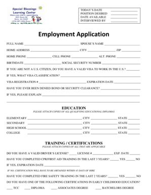 Employment Application Form