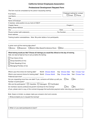 California School Employees Association Professional Development Request Form