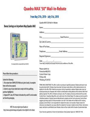 Quadra MAX Mail-In Rebate Form