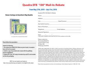 Quadra EFB Mail-In Rebate Form