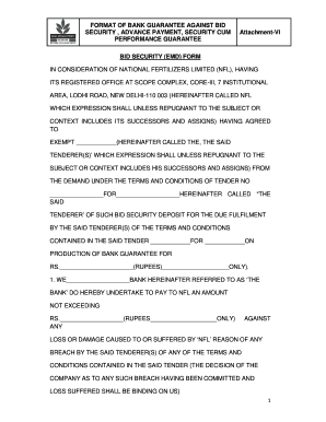 Bank Guarantee Against Bid Security