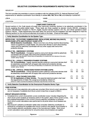 SELECTIVE COORDINATION REQUIREMENTS INSPECTION FORM