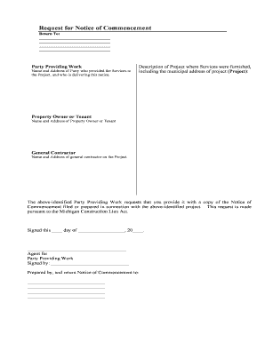 Request for Notice of Commencement