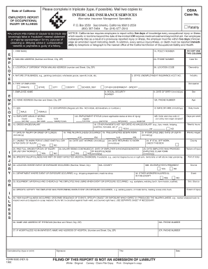 California Employer's Report of Occupational Injury or Illness