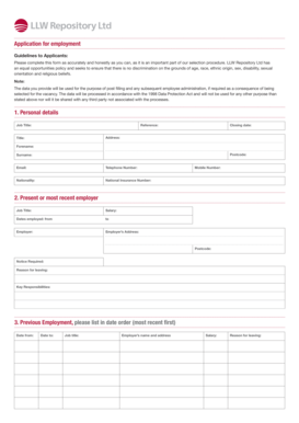 Employment Application Form