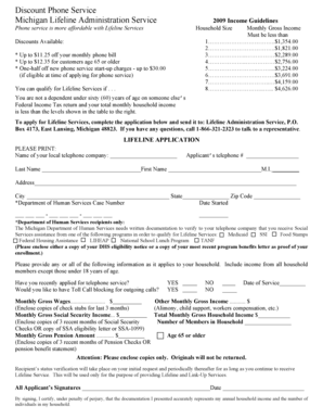 Michigan Lifeline Application Form
