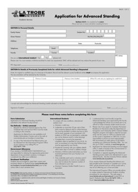 Application for Advanced Standing