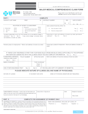 Major Medical Comprehensive Claim Form