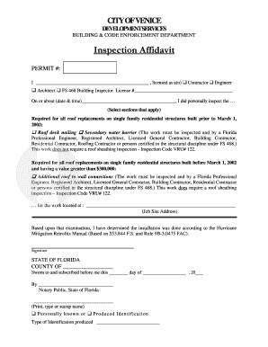 Florida Inspection Affidavit