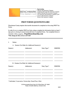 PREP Tax Forms Questionnaire