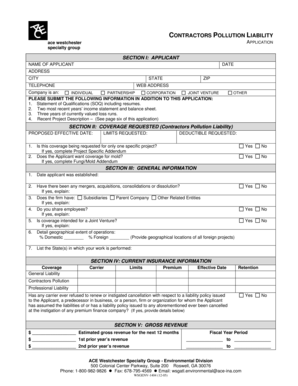 Contractors Pollution Liability Application