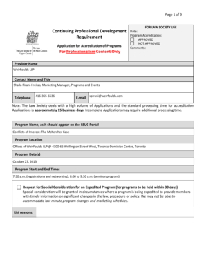 Law Society Professional Development Accreditation Application