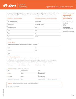 Application for Service Alteration