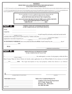 Montana Absentee Ballot Request Form