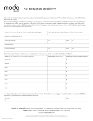 AET Deductible Credit Form