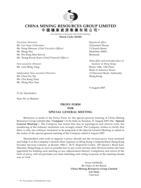 Proxy Form for Special General Meeting