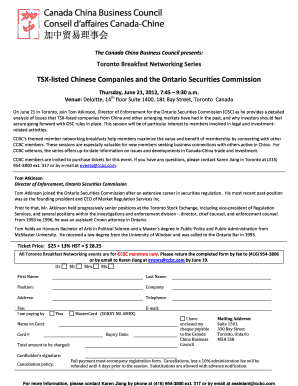 Canada China Business Council Event Registration Form