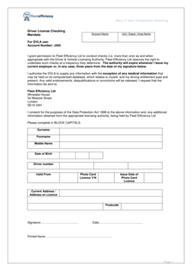 UK Driver License and Insurance Check Form