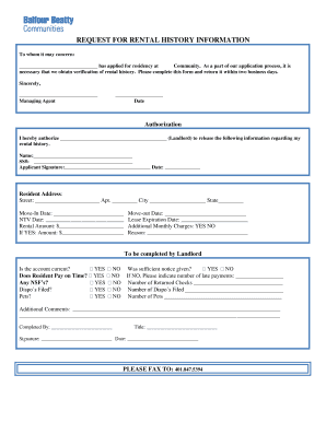 Request for Rental History Information