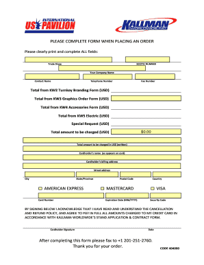 Trade Show Order Form